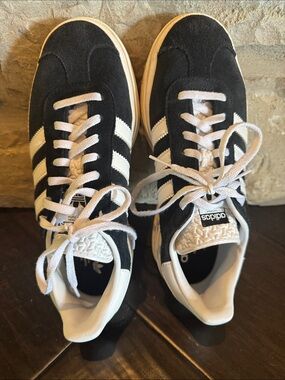adidas Black and White Suede Platform Sneakers